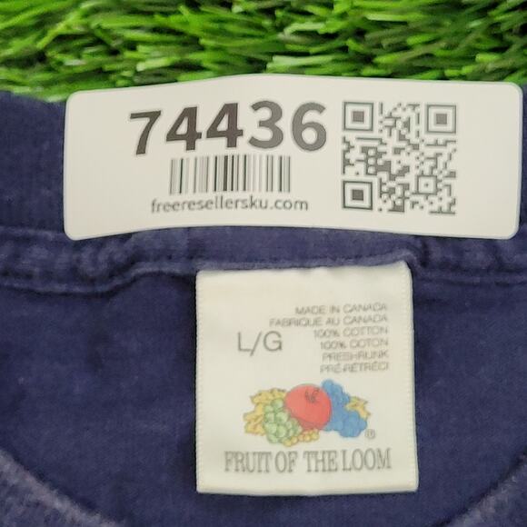Vintage 90s Fruit-of-the-Loom Shirt Large 21x27 Faded Blue - Picture 6 of 13
